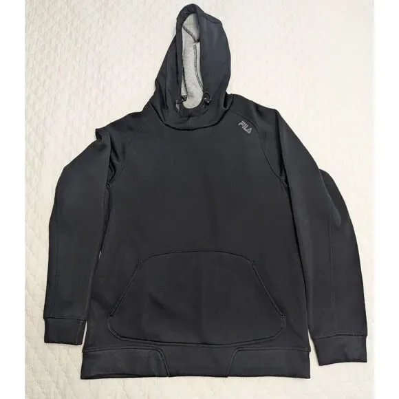✨ FILA Sport Hoodie Men's M Black Pullover Preowned - Picture 2 of 7